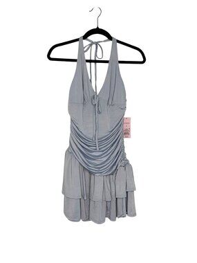 NWT Wild Fable Blue Mini Halter Dress With Ruched Bodice & Tie Closure Size Smal